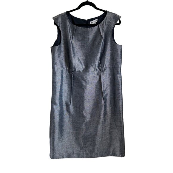 Sleeveless Gray Sheath Dress By Shelby and Palmer  With Subtle Chevron Pattern B - Picture 1 of 10